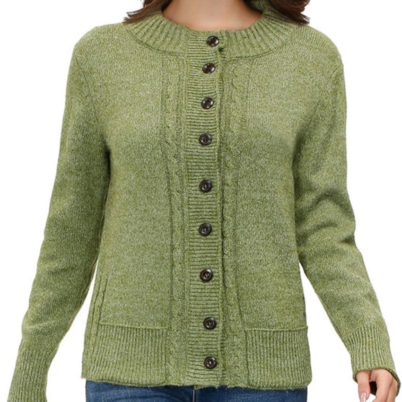 KANCY KOLE Women Cable Knit Sweater Coat Long Sleeve Button - Picture 3 of 11